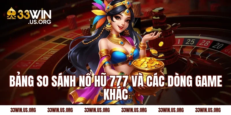 Bảng so sánh nổ hũ 777 và các dòng game khác